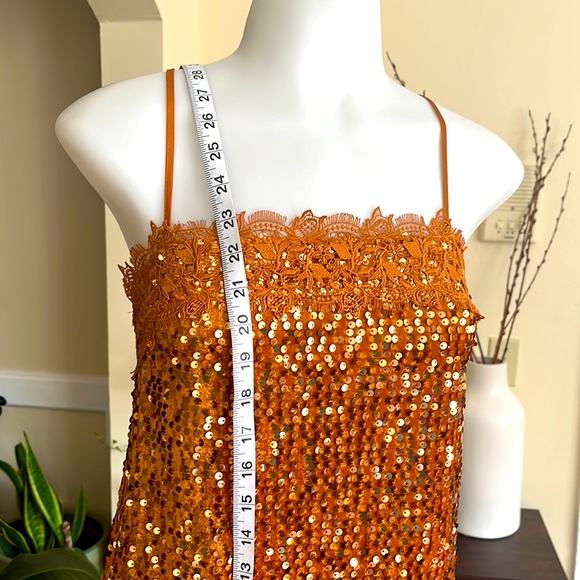 🧡 Free People Intimately Free Golden Velvet Sequin Strapped Cocktail Dress - Picture 14 of 17